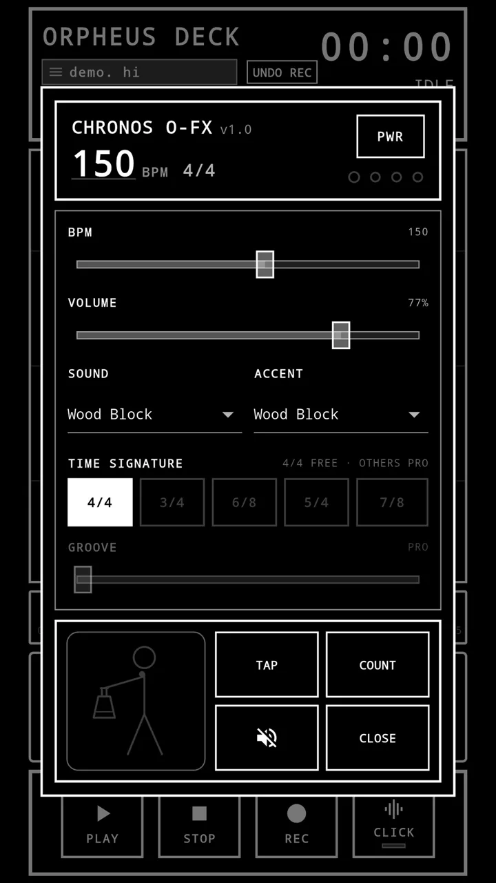 Orpheus Deck Chronos metronome overlay